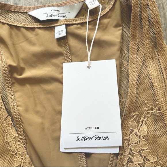 & Other Stories lace maxi dress with bodysuit in beige - Picture 12 of 15